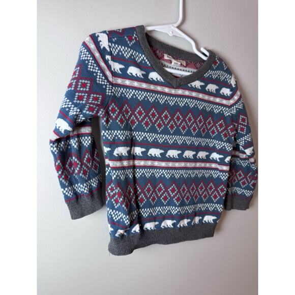 Hatley Gray Fair Isle Winter Bear Sweater Boys Pull Over Sz 3T - Picture 6 of 9